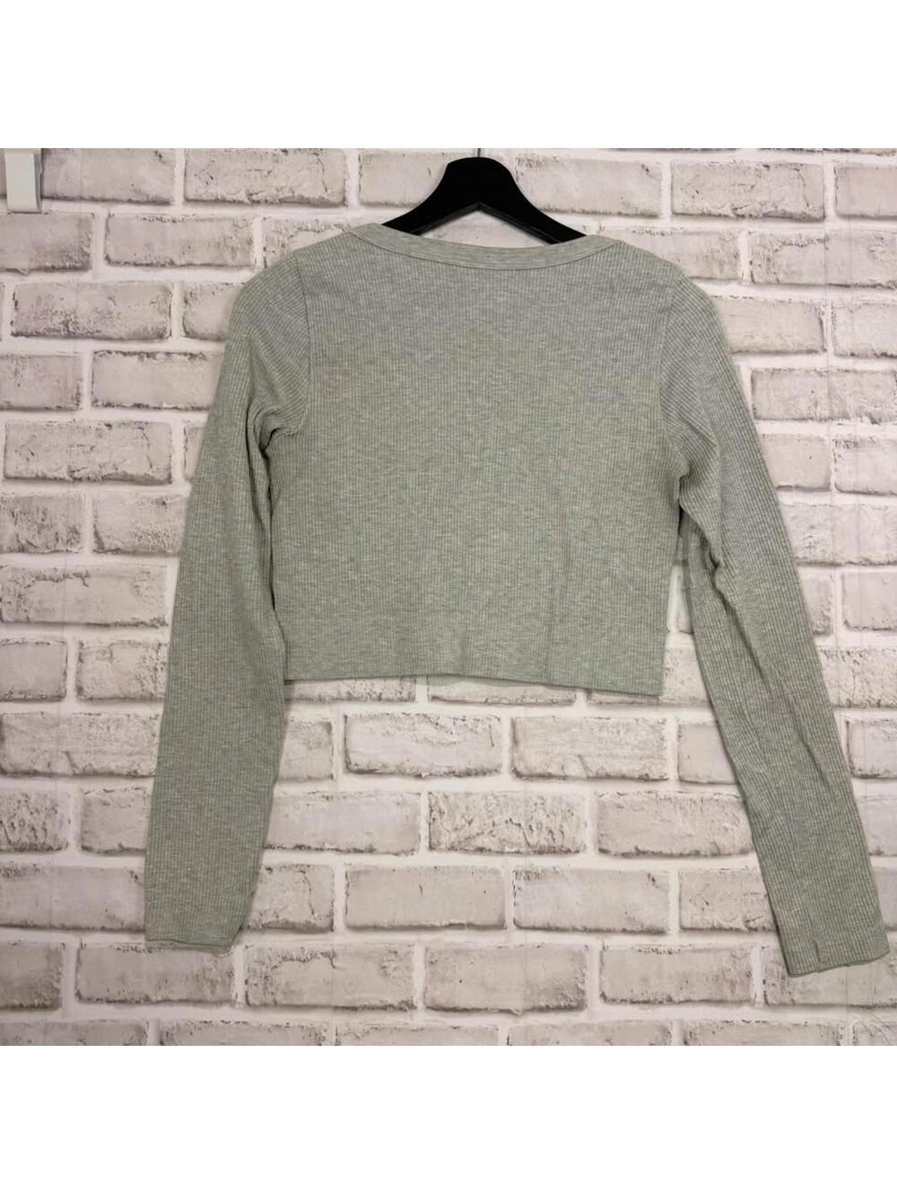 Garage Ribbed Crop Top V-neck Gray Women's L - Picture 4 of 4
